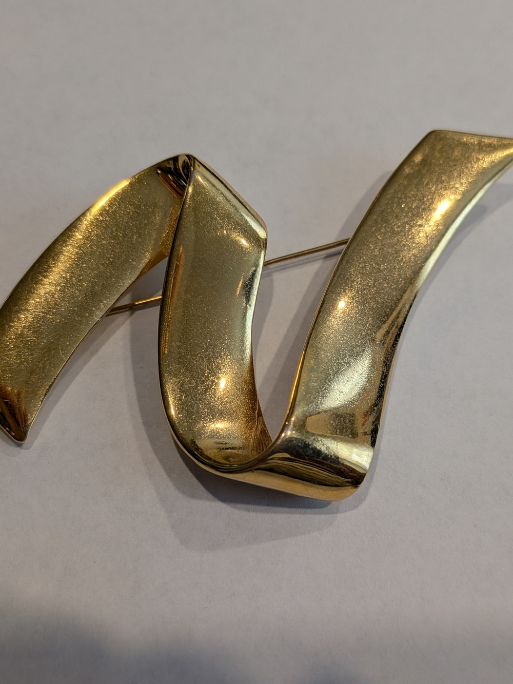 Monet Vintage Gold Wave Ribbon Brooch - Women Jewelry
